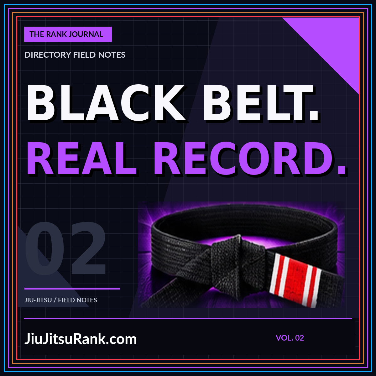 Purple Black Belt Real Record social card with a black jiu-jitsu belt.